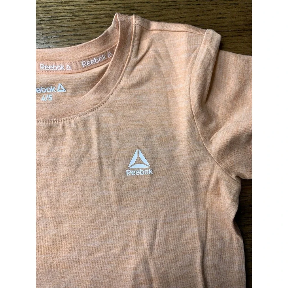 Reebok Girls Peach Marled Short Sleeve Athletic T-Shirt Size 4/5 Slim